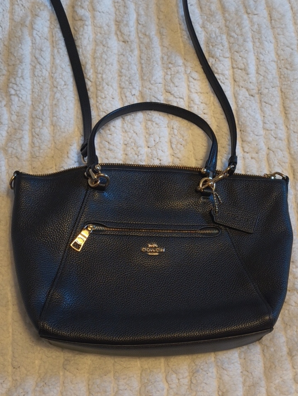Coach Black Leather Prairie Satchel with Gold Hardware